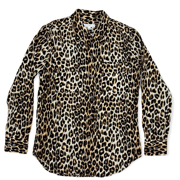 ⚡️SOLD⚡️Equipment Silk Shirt Top Femme Slim Signature Leopard Button Down Blouse - Picture 3 of 16